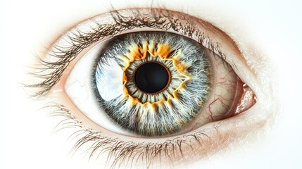 Poster - A close-up of an eye with vibrant colors and fiery patterns in the iris.