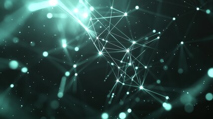 Poster - Abstract digital representation of interconnected nodes and particles.