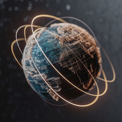 Futuristic 3D Globe Design: Illuminating Global Connectivity with Digital Networks