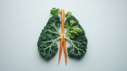 Wall Mural - A creative arrangement of vegetables resembling human lungs for health awareness.