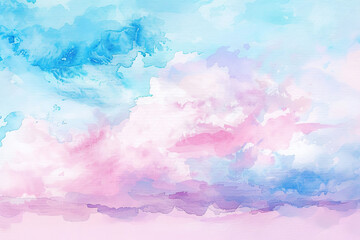 Wall Mural - a beautiful pink and blue sky with fluffy clouds.,