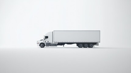 Sticker - A side view of a white semi-truck on a plain background, emphasizing its design and purpose.