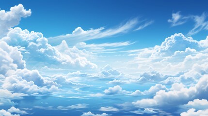 Wall Mural - a tranquil blue sky with large, billowing clouds floating by