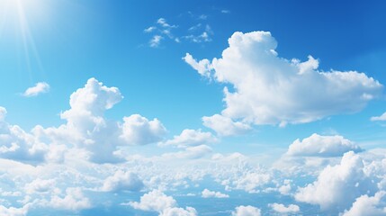 Wall Mural - a panoramic view of a blue sky with soft, white clouds