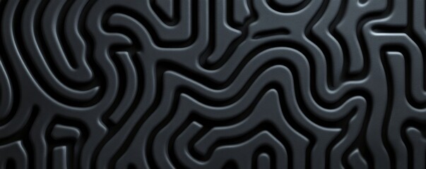 Abstract black labyrinth pattern with curves, dark background. Modern art and design concept