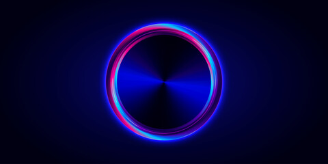 Poster - Circle shape iridescent glowing in dark, illustration vector tech background
