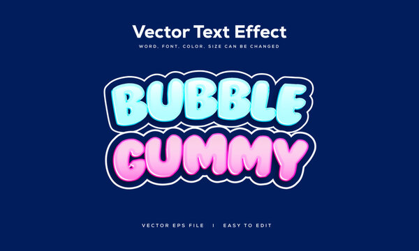 Bubble gummy Game text effect cartoon style editable