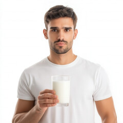 Poster - Man Drinking Milk Isolated