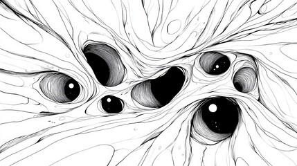 Wall Mural - a drawing of a black and white picture with some eyes, ai