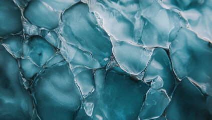 Abstract ice texture, frozen lake surface with cracks and ripples. 