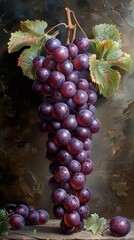 Canvas Print - A Still Life of Grapes with Leaves