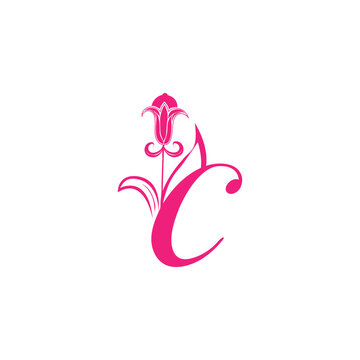 Floral Letter C Logo Template Vector