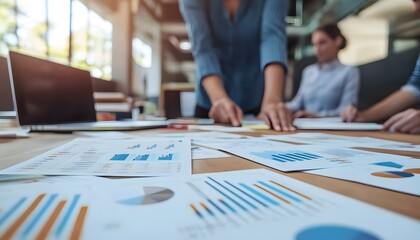 Poster - Businesspeople Working on Financial Charts and Graphs