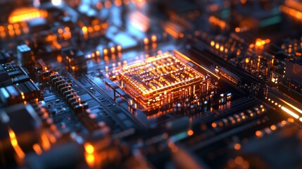 Aufkleber - Illuminated Central Processing Unit on a Motherboard