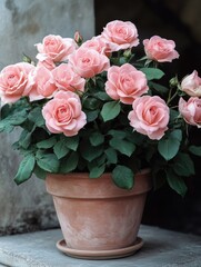 Wall Mural - Pink Roses on Ledge