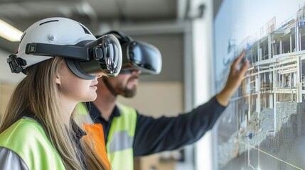 Poster - Construction Workers Using VR Technology to View Building Plans