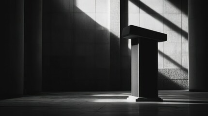 Poster - A Black Podium Standing in a Sunlit Room
