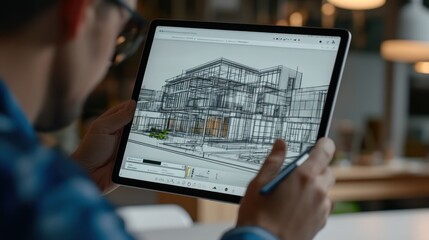 Poster - Architect Using Digital Tablet to Design a Building