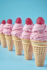 Wall Mural - Raspberries on Ice Cream Cones