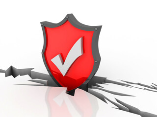 Fototapete - 3d rendering tick mark over a shield surface
    