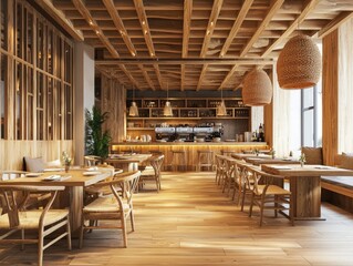 Wall Mural - Interior of restaurant wooden design.