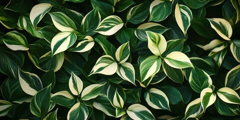 Wall Mural - Close-up of foliage with green and white leaves