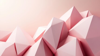 Poster - Abstract polygonal shapes in pastel colors, forming a minimalist background with copy space in the middle.