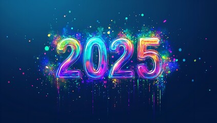 Happy New Year 2025 text design. 2025 happy new year background design. Elegant and beautiful New Year 2025 number design.