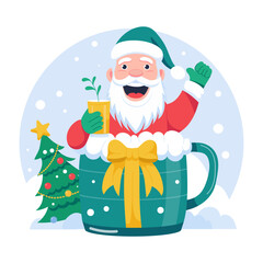 Canvas Print - Character based flat illustration of happy santa 