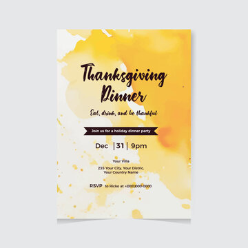 Thanksgiving Watercolor Holiday Party flyer for floral design with elegant flowers template