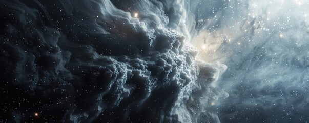 Wall Mural - interstellar dust clouds obscuring distant stars, 4k hyperrealistic photo