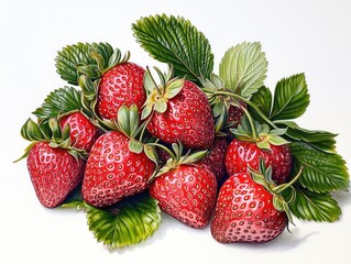 Wall Mural - Strawberries with Leaves