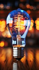Wall Mural - design banner for generic smart bulb glowing with copy space area