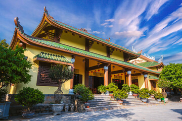 beautiful Buddhist temple at Linh ung Pagoda in Da Nang in Vietnam in summer in Asia