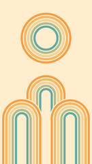 Wall Mural - abstract background of rainbow groovy wavy line design in 1970s hippie retro style. vector pattern r