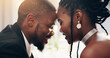 © LuxeShutter24/peopleimages.com - Wedding, forehead and black couple with love, smile and bonding together with happiness. Bride, groom and man with woman, relationship and celebration with marriage, commitment and reception with joy