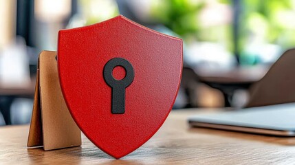 Poster - Red Shield with Keyhole Representing Cybersecurity Concepts