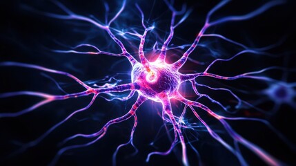 Poster - colorful abstract illustration of neuron cell structure