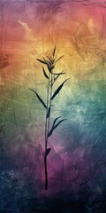 Canvas Print - Simple plant design against textured abstract color background