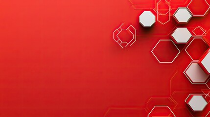 Poster - A red geometric background with hexagonal shapes and gradients, providing a modern and bold look for tech-related designs.