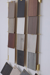 Poster - Many different samples of wooden flooring in store