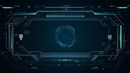 Aufkleber - Futuristic blue and green HUD interface with a circular display in the center.