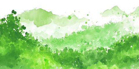Wall Mural - watercolor st. patrick's green hills sunny
