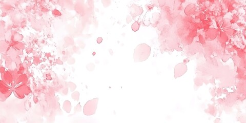 Poster - Watercolor landscape pink red color of Wild Himalayan cherry 
