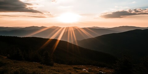 Wall Mural - Sunset mountains  