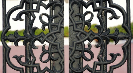 Iron Gate Ornate Closeup Black Artistic Detailed Craftsmanship Design