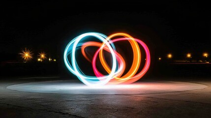 Poster - Colorful Light Trails in a Dark Setting
