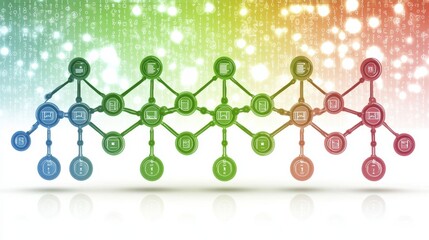 Poster - Colorful Digital Network with Icons and Connections