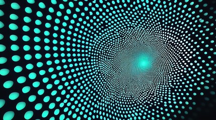 Poster - Abstract Tunnel of Light with Dots in Blue and Black