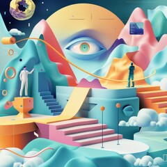 Canvas Print - surreal data-driven marketing concept.